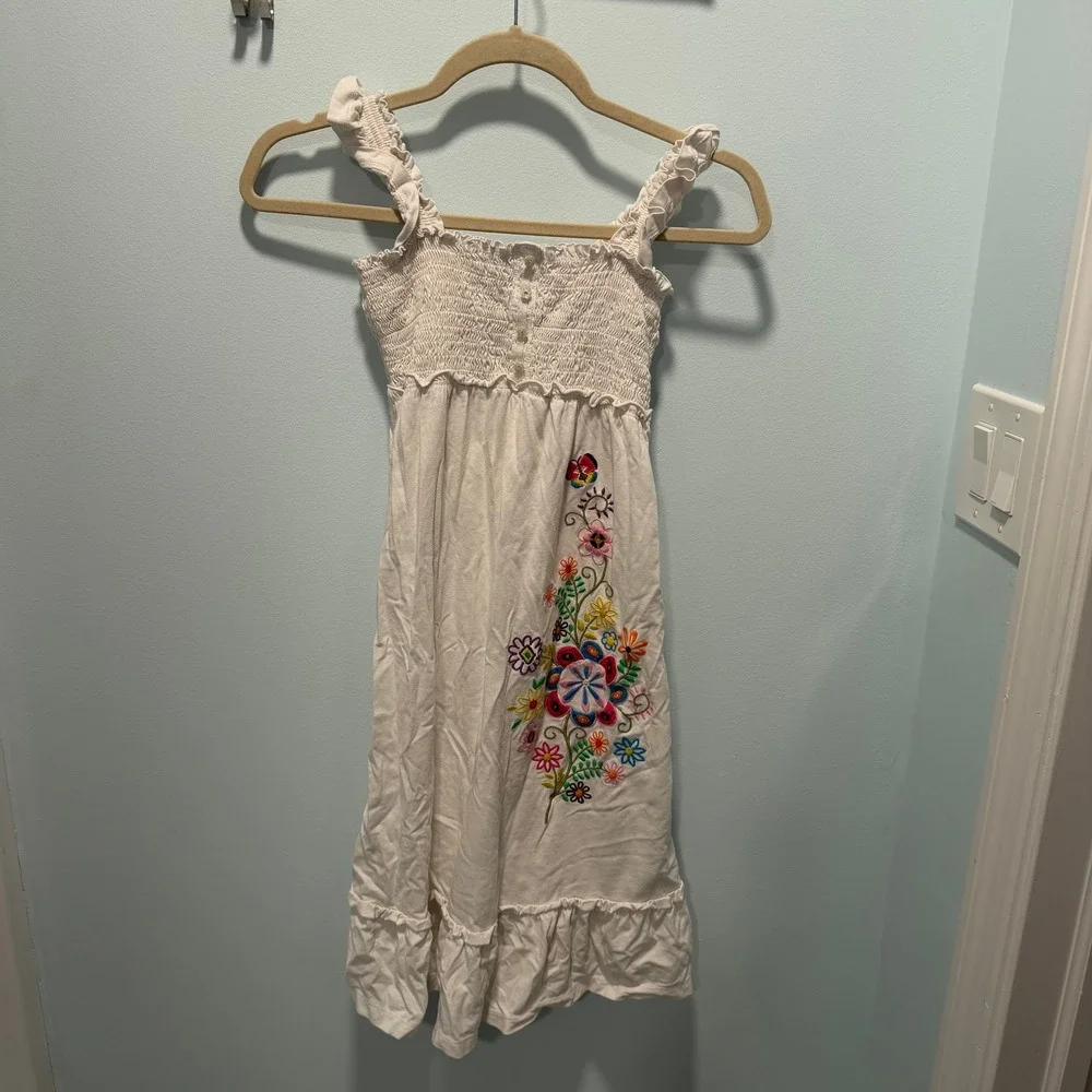 The‎ Childrens Place Embroidered Dress White 10 Boho Floral Summer Casual